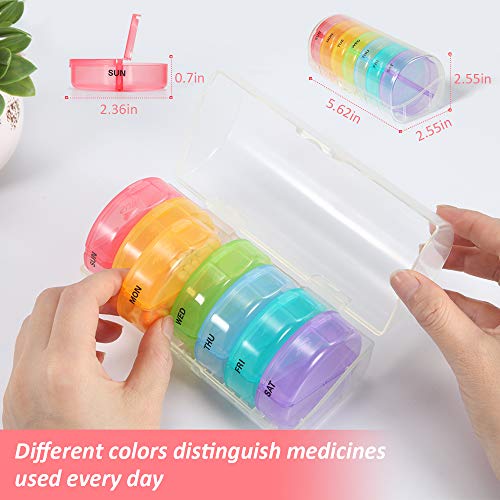 Daily Pill Organizer (Twice-A-Day), SZREDU Weekly AM/PM Pill Case, Medicine Organizer 7 Day,Rainbow Pill Box for Pills,Capsule,Vitamin,Fish Oil