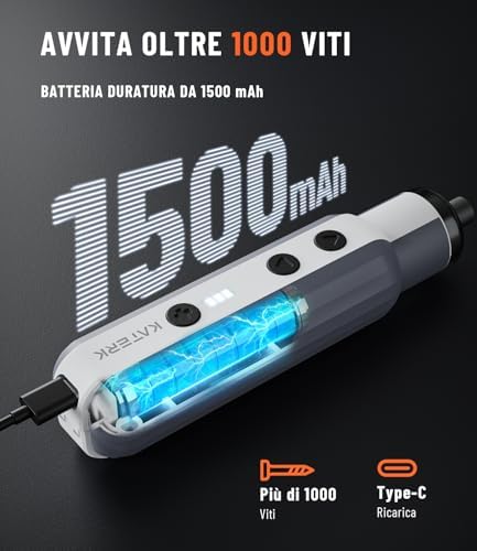 Mini Cacciavite Elettrico, Mini Avvitatore a Batteria con 12 Punte, Punte in Acciaio S2,1500 mAh, Luce LED, Set Cacciaviti Precisione per Laptop, Occhiali, Orologi e Riparazioni (Bianco)