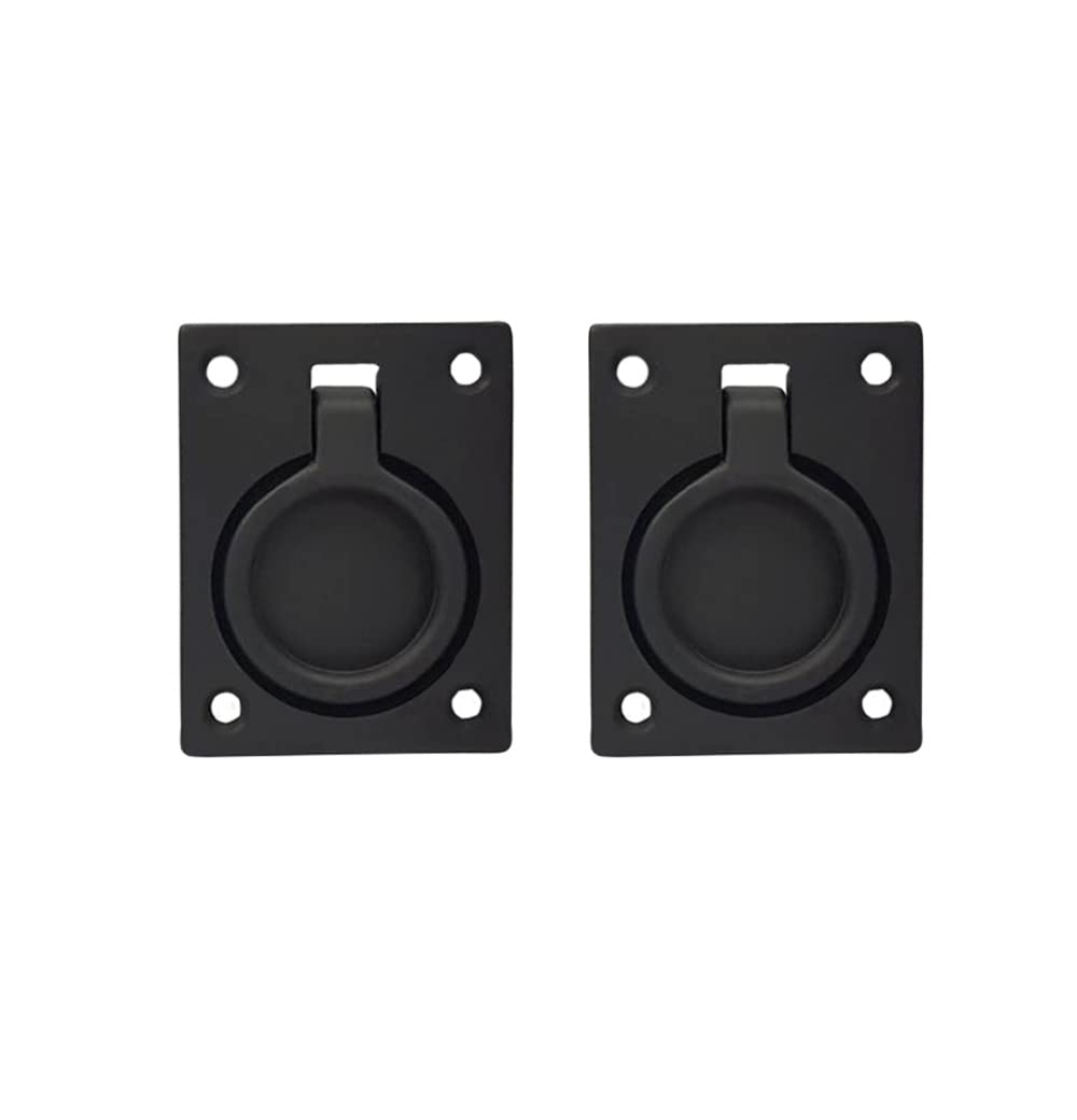 QCAA Flush Ring Pull, 2-1/2"x1-7/8, Matte Black, Made in Taiwan, 2 Pack — image 1