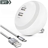 Youer USB Wall Charger, 24W 3.4A Dual Port USB Travel Adapter with 3FT Micro USB Cable, Android Charger Compatible with Samsung Galaxy S7 Edge/S7/S6/S4/S3,Note 5/4/3 - White