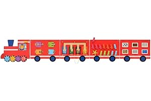 Monläurd® Wooden Train Activity Wall Panel for Kids, Sensory Wall Toys for Toddlers 1-3, Activity Cube, Playroom Toys, Daycar