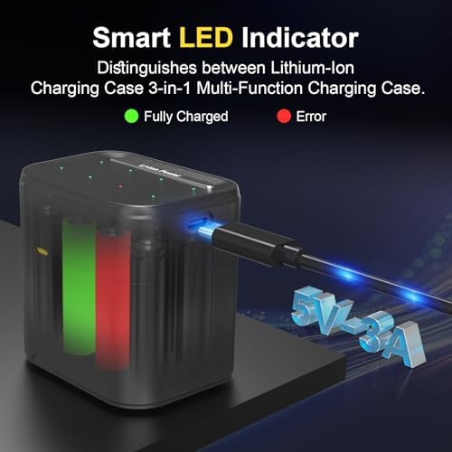 Piles AA Lithium Rechargeables 1.5V 3700mWh Haute Capacité 8-Pack avec Chargeur, Adaptées aux appareils Photo numériques, pour Le Sport et à l'extérieur, jusqu'à 2000+ Cycles