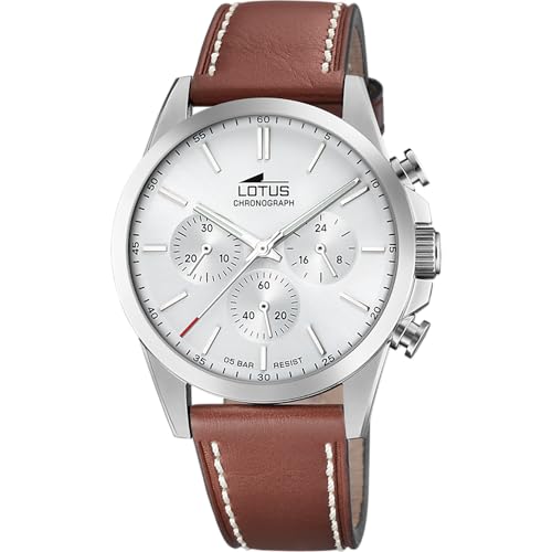 Reloj Hombre Analógico de Acero Inoxidable y Cuero Marrón