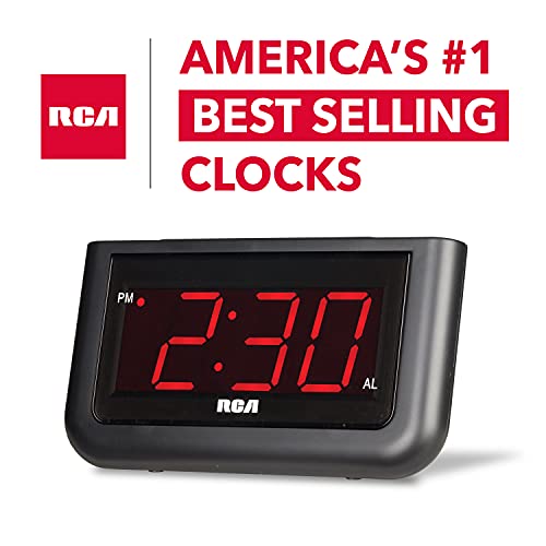 RCA Digital Alarm Clock Large 1.4" LED Display with Brightness
