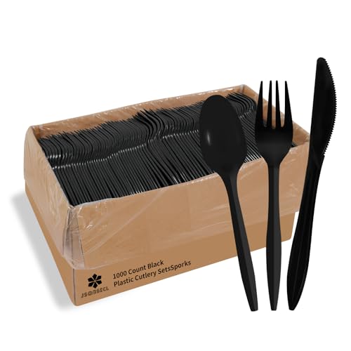 Photo 1 of [1000 Pack]Disposable Plastic Cutlery Sets for Parties Includes 333 Forks, 333 Spoons, 334 Knives,Disposable Cutlery Combo Set for Delivery, Cafeterias, Restaurants (Combo Pack)