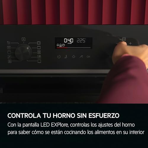 Horno Multifunción TU5PB431SB, 72 L, Limpieza Pirolítica, 9 Funciones, 45 Programas, Wifi, SurroundCook, Pantalla LED, Cocción Multinivel, Carriles Telescópicos, Mandos Escamotables, Cristal Negro
