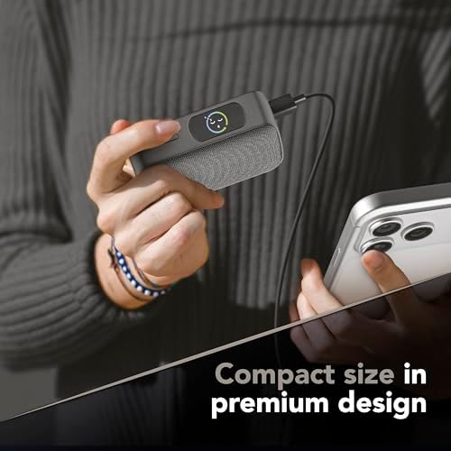 Powerbank PowerView IQ 10.000 mAh mit TFT-Display, USB-C 45 W Ausgang, USB-A 18 W Ausgang, gleichzeitiges Laden von 2 Geräten, kompaktes Design, Stoff-Finish
