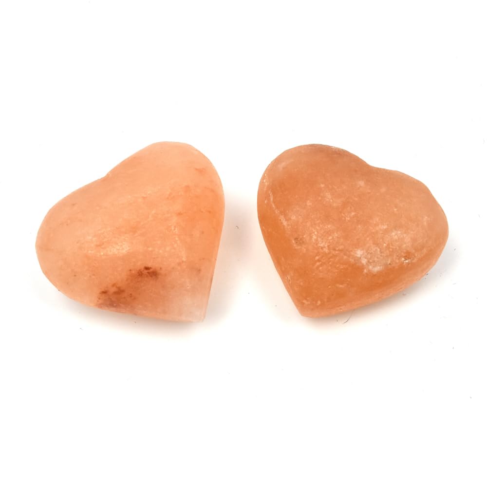 Windfulogo 2 Pcs Heart Shape Himalayan Salt Hot Massage Stones Cold Stone Set Warm Rocks Kit for Facial &Body SPA