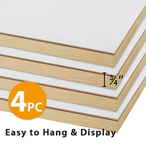 PHOENIX Gesso Wood Art Painting Panel Boards, 11x14 Inch/4 Pack
