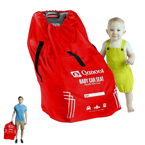 Qanoot Infant Car Seat Travel Bag for Airplane - Durable Gate Check Bag for Car Seats that fits easily on Convertible Car Seats, Infant Carriers & Booster Seats (Hand Carry Bag, Red)