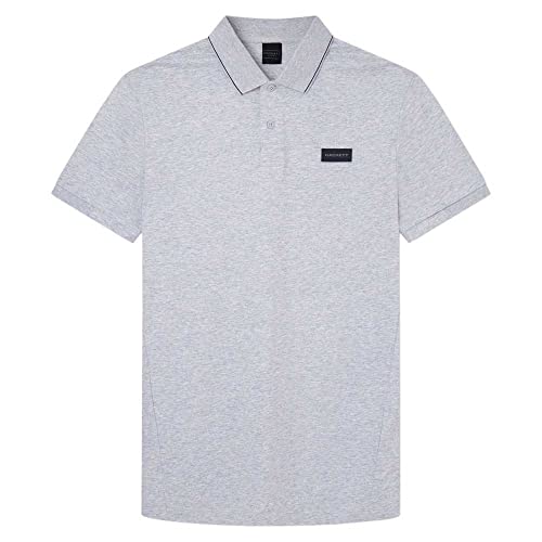 Hackett London Polo de Insignia HS Camisa, Gris (Ice Grey), L para Hombre