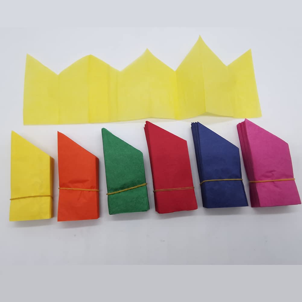TOYTREND 144pc ColoredTissue Paper Crown Hat Cap Christmas Party Supplies DIY Making Kits Fillers Contents