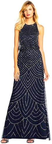 adrianna papell sequin one shoulder illusion sleeve blouson dress Adrianna Papell | Dresses | Adrianna Papellsequin One Shoulder Illusion  Sleeve Gown