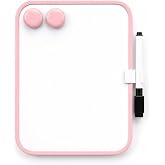 6&ldquo; x 8&rdquo; Mini Whiteboard with Erasable Markers and 2 Round Magnets(Pink) | ABS frame, magnetic board&mdash;smooth surface;easy to write on and erase&mdash;small white board for fridge, school lockers and offices