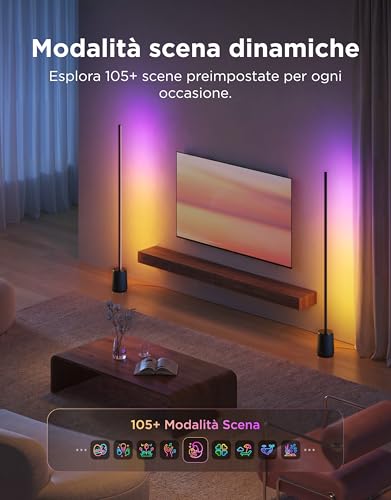 Govee RGBICWW 3 Lite Floor Lamp, 1400lm Floor Lamp Living Room and Bedroom, 152 cm Modern Floor Lamp with Music Sync, 105+ Scenes, Compatible with Alexa Matter, Black