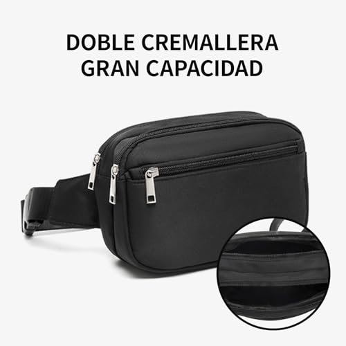 JDF3CISH 2Pcs Cangurera Mujer, Cangurera Deportiva, Riñonera Running para Hombre,Bolso Cruzado para Mujer, Correa de Hombro Ajustable Multifuncional, Adecuado para Correr, Viajes, Ciclismo, Fitness