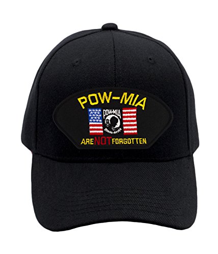 Patchtown Pow MIA Are Not Forgotten Hat/Ballcap (Black) Adjustable One Size Fits Most