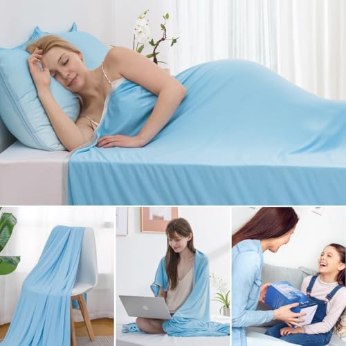 Marchpower Cooling Summer Blanket, Arc-Chill 3.0 200 x 220 cm Double-Sided Lightweight and Cool Blanket Anti-Heat for Sofa, Office, Travel and Pet Bed Sheet – Blue