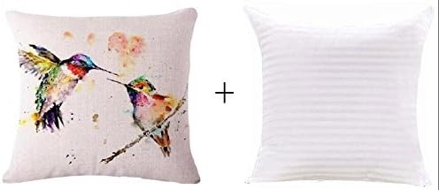 Oil Painting Bird Hummingbird Throw Pillow Case And Pillow Insert Cushion Cover Decorative Cotton Blend Linen Pillowcase for Sofa 18 "X 18 " Kitchen