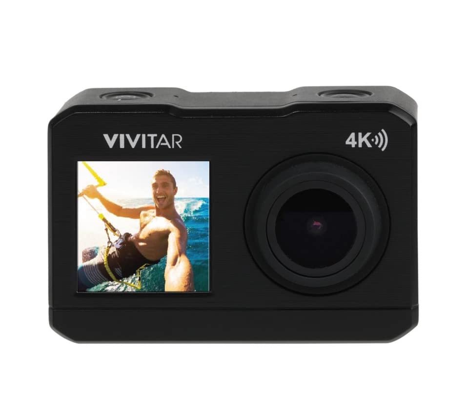 Vivitar 4K Ultra HD Action Camera Bundle Dual Screens, WiFi, 64GB SD, 2 Batteries, Waterproof