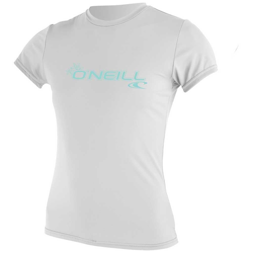O'Neill Wetsuits Women's Basic Skins Short Sleeve Sun Shirt Rash Vest, White, XL UK