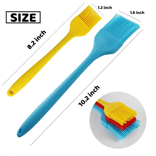 FADIKX 3Pcs Bbq Brushes for Sauce Silicone Basting Pastry Brush Spread Oil Butter Baste Pastries Cakes Meat Sausages Desserts, Food Grade, Dishwasher safe(Blue Red & Yellow)