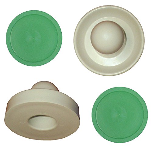 2 Commercial Hockey Fluorescent White Goalies with 2 Large Green Air Pucks