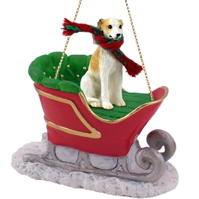 Whippet Tan White Dog Sleigh Holiday Christmas Ornament