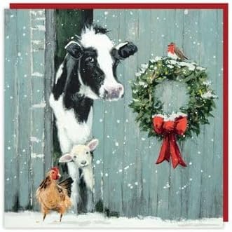 Art Beat Charity Christmas Cards Pack of 6 - Charity Christmas Cards 2024 with Snowy Farm Animals Design and Special Finish - Eco-Friendly Xmas Cards Multipack with Envelopes