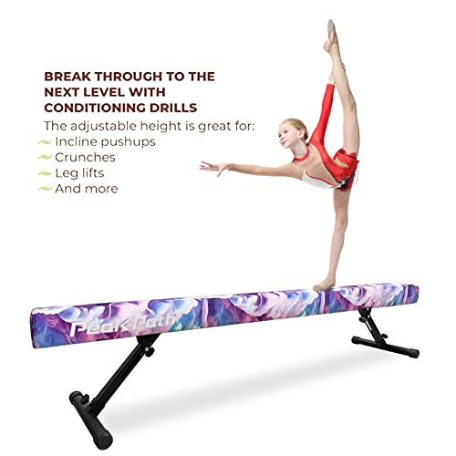 Peakpath 8FT Adjustable&Foldable Gymnastics Balance Beam,Home Gym Equipment,Easy Assembling and