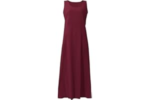 GENERIC Maxi dress for women,2023 Spring Summer Cotton Linen boho Casual Fashion Sleeveless Dress for Holiday