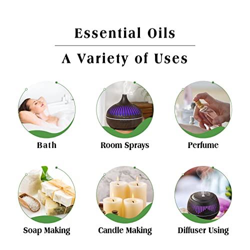 Natural Theme Essential Oils Set - Top 7 Aromatherapy Oils for Diffusers Humidifiers - Fragrance, Massages, Office, Soap Scents, Candle Making, Skin, Hair, Sleep, Calming, Relaxing, Home Care