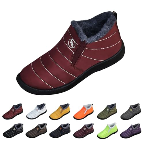 Womens Snow Boots, Slip On Winter Waterproof Orthopedic Warm Boots, Arch Suppport Trekking Boot， Fur Lining Non-slip Outdoor Warm Ankle Shoes， Anti-Slip fleece Lined Shoes for Women UK