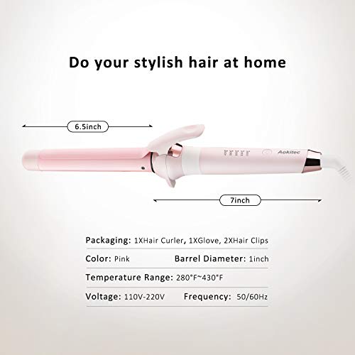Aokitec 1 Inch Curling Iron Hair Curler Ceramic Coating Curling Wand
