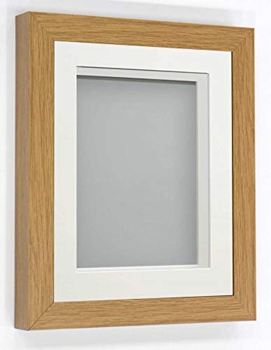 Frame Company Rickman Box 3D Photo Frame, Wood, Beech with Off-White Mount, 7x5 for Image Size 5x3 inch