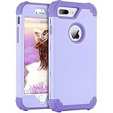 iPhone 8 Plus Case, iPhone 7 Plus Case, BENTOBEN 3 in 1 Hybrid Hard PC Soft Silicone Heavy Duty Rugged Bumper Shockproof Anti Slip Full-Body Protective Case for iPhone 8 Plus/7 Plus 5.5", Purple
