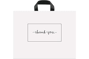 SOSFKIM Thank You Merchandise Bags 50Pcs 17x16In White Thank You Bags for Business Small - Extra Thick 3.1Mil Plastic Boutique Bags - Large Boutique Shopping Bags Gift Bag with Handles