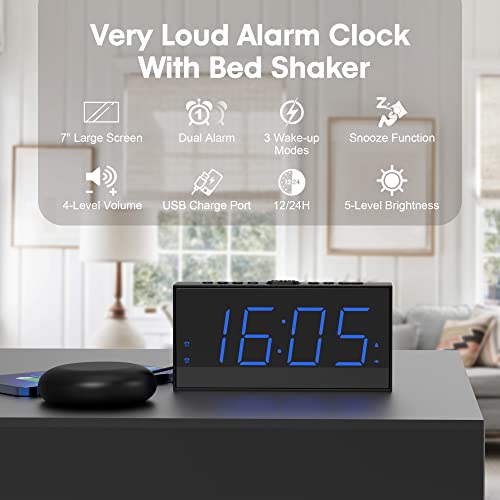 OnLyee Loud Alarm Clock for Heavy Sleepers, Vibrating Alarm Clock with