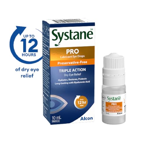 Systane PRO Preservative-Free Lubricating Eye Drops for Dry Eye Relief, Triple-action Formula, Long-lasting Hydration, Relief from Digital Strain – 10 mL