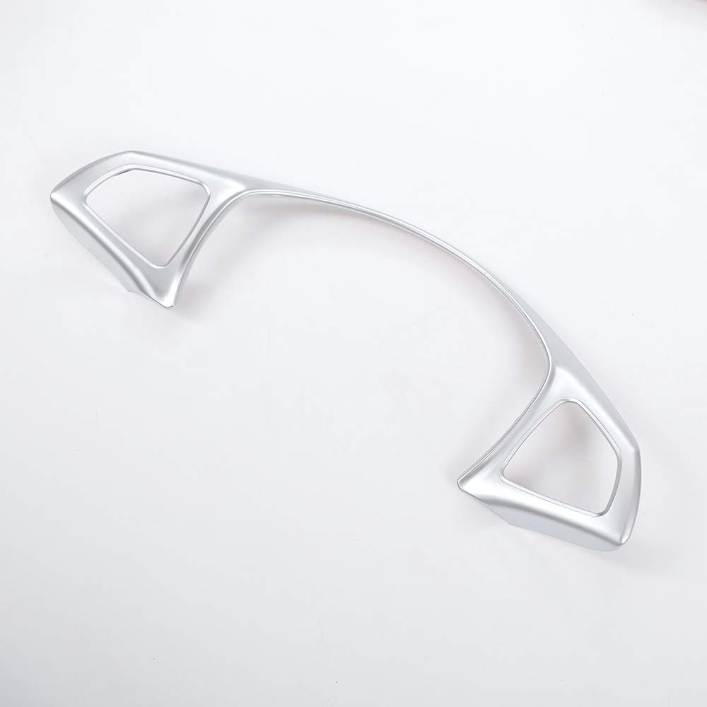 YIWANG Carbon Fiber Style ABS Chrome Steering Wheel Decoration Frame Trim For Benz C Class E Class CLA GLA GLS GLE AClas B Class GLC W213 W205 Auto Accessories (Matte Silver)