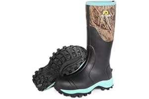 D DRYCODE Rubber Boots for Women with Steel Shank, 6mm Neoprene Warm Waterproof Rain Boots, Outdoor Mud Work Hunting Boots, Pink, Size 5-11