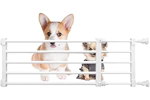 STONEGLOW Short Dog Gate Expandable Dog Gate 22"-39.37" to Step Over,Pressure Mount Small Pet Gate,Low Pet Gate-Adjustable,Puppy Gate Indoor for Doorway,Stairs (White, S(9.4''H))