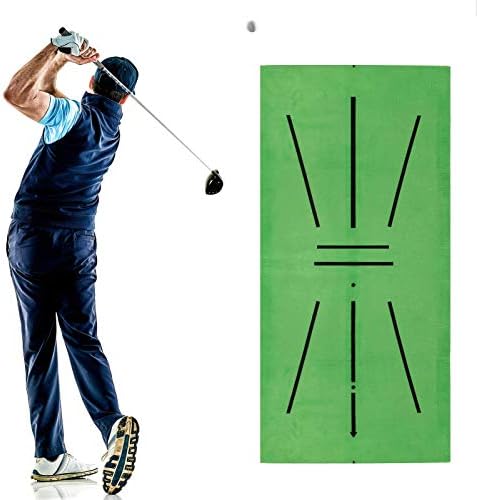 D-GROEE Golf Training Mat, 23.62″ x 11.81″ Portable Golf Training Mat Swing Detection Batting Practice Hitting Aid Faux Turf Pad for Pros & Beginners,Game and Gift for Home, Office, Outdoor Use