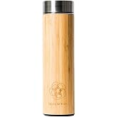 Leela Quantum Water Bottle in bamboo design, Vacuum Seal Leak-proof Lid, Cold or Hot Liquids - 500ml/16.91 Fl Oz, handmade &amp; allergen-free, refined with quantum energy, Great for travel &amp; hiking