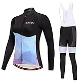 BIYINGEE Women's Cycling Jersey White Bib Pants