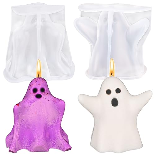 2 Pack Ghost Candle Molds, 3D Halloween Candle Molds, Ghost Silicone Mold for Epoxy Resin, Candle, Handmade Soap, Halloween Decor