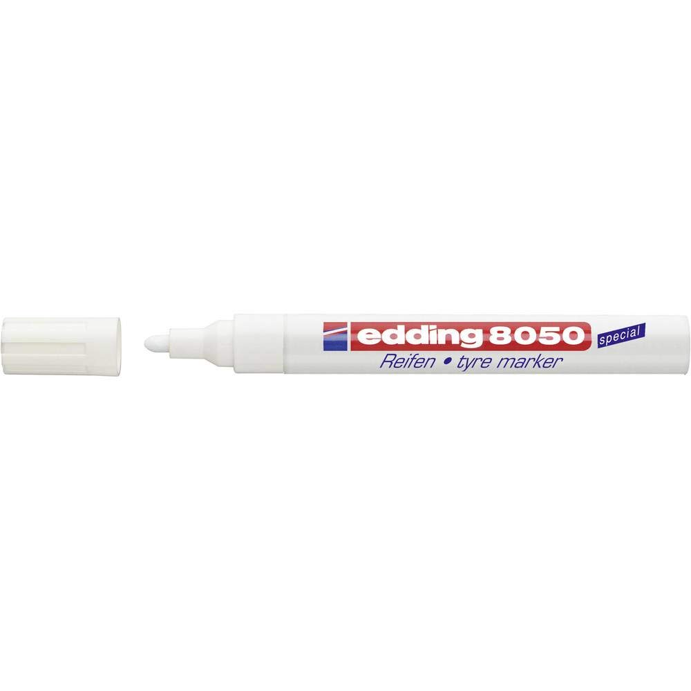 edding 8050 tyre marker - white - 1 pen - round nib 2-4 mm - for marking tyres and other rubber surfaces, indoor and outdoor use, waterproof
