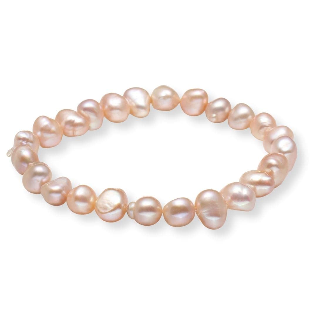 Treasure Bay Stunning 7-8mm Baroque Freshwater Pearl Bracelet for Women and Girls (Pink) — image 1