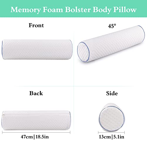 Findigit Cervical Neck Roll Memory Foam Pillow Cylinder Round Bolster