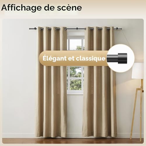 76-280cm Extendable Curtain Rods, 19mm Diameter Adjustable with Eyelet Finials, Elegant Bedroom Decorative Rods